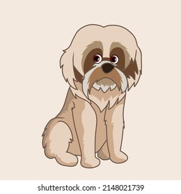 Shih Tzu Cartoon Illustration Vector