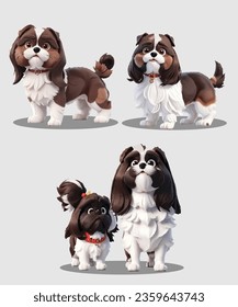 Shih Tzu Dog 3D Animation Vector Design