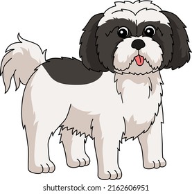 Shih Tzu Dog Cartoon Colored Clipart Illustration