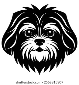 Shih Tzu dog head vector silhouette art illustration