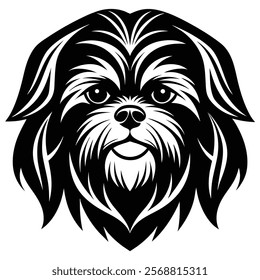 Shih Tzu dog head vector silhouette art illustration