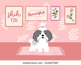 Shih Tzu Dog Illustration Pastel