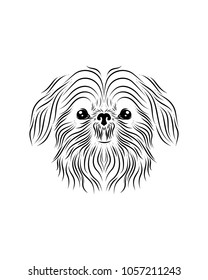 Shih Tzu dog line art, tribal. Freehand vector illustration. Print for POD sites and coloring books.
