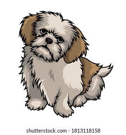 shih tzu dog mascot cartoon