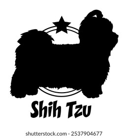 Shih Tzu dog silhouette,  dog, dog breeds, logo, vector, silhouette, logo design, animal, illustration, icon, sign, design, black,  symbol, pet