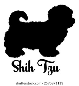 Shih Tzu dog silhouette, dog breeds, logo, vector, silhouette,  animal, illustration, icon, sign, design, black, symbol, pet, love
