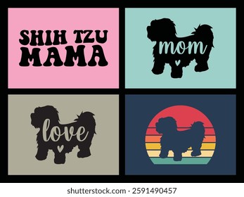 Shih Tzu mom t shirt design bundle