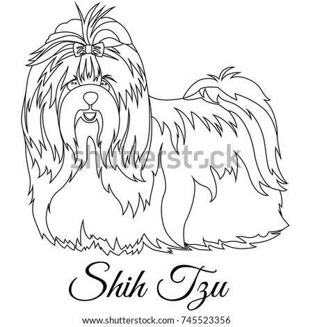 Shih Tzu Outline Vector Illustration stockvector (rechtenvrij