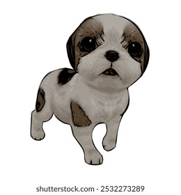 Shih Tzu puppy dog vector ilustration isolated design template 