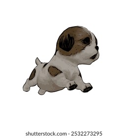 Shih Tzu puppy dog vector ilustration isolated design template 