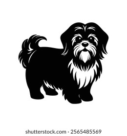 "Shih Tzu Silhouette in Black Vector Illustration"

