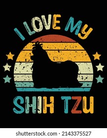 Shih Tzu silhouette vintage and retro t-shirt design svg