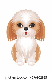 Shih Tzu. Vector image of a cute purebred dogs in cartoon style.