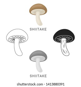 Shiitake icon in cartoon,black style isolated on white background. Mushroom symbol stock vector illustration.