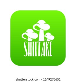 Shiitake icon green vector isolated on white background