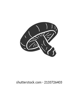 Shiitake Icon Silhouette Illustration. Fungus Vegetable Mushroom Vector Graphic Pictogram Symbol Clip Art. Doodle Sketch Black Sign.