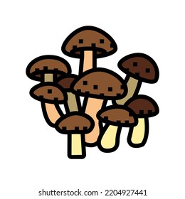 shiitake mushroom color icon vector. shiitake mushroom sign. isolated symbol illustration