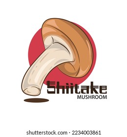 Shiitake mushroom hand drawn vector illustration.