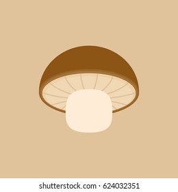 Shiitake Mushroom Icon In Flat Design