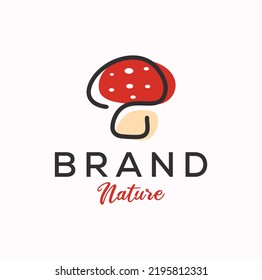 Shiitake mushroom logo design vector template Stock