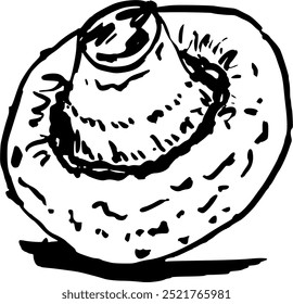 Shiitake mushroom sketch in doodle style. Hand drawn minimal design. Perfect for wallpaper, template, banner, wall decor, print, postcard, cover. Vector illustration
