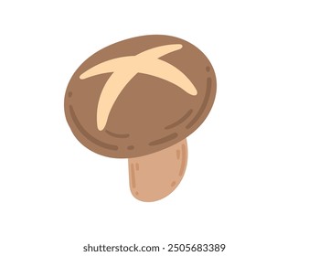 Shiitake mushroom. Suitable for Asian cuisine, healthy eating content, and culinary designs. Vector illustration isolated on white background