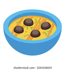 Shiitake soup icon isometric vector. Mushroom food. Fungi cooking