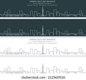 Shijiazhuang Single Line Skyline Profile Banner