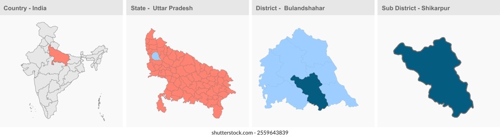 Shikarpur map, Bulandshahr District, Uttar Pradesh State, Republic of India, Government of  Uttar Pradesh, Indian territory, Eastern India, politics, village, tourism