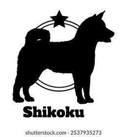 Shikoku perro silueta, perro, razas de perro, logotipo, Vector, silueta, diseño del logotipo, animal, ilustración, icono, signo, diseño, negro, símbolo, mascota