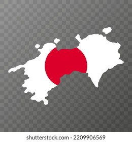 Mapa de Shikoku, región de Japón. Ilustración del vector