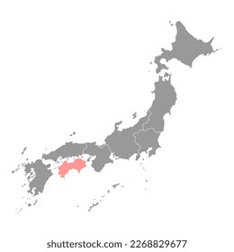 Shikoku map, Japan region. Vector illustration