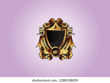 vectores vectoriales y autoadhesivos de child. Insignias de los hombros. Señal de vectores y etiquetas. Ilustración vectorial.funda y marco de color dorado, funda 3d.
