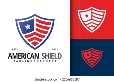 Shiled American Flag Logo Design Vector Illustration Template