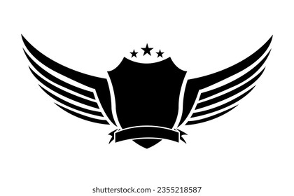 shiled ribbon and wings illustrator