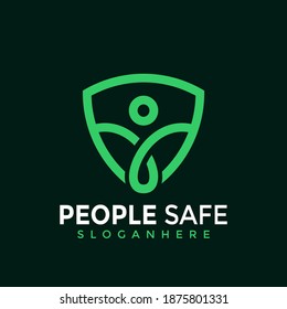 Shiled safe People Modern Logo Design Vector Illustration