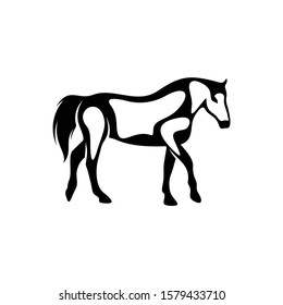 shilhouette horse vector ilustration black and white colour design