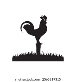 shilhouette the rooster logo icon designe and white backgroun