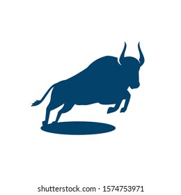 shilhoutte of bull buffalo logo design. simple bison vector logo illustrations