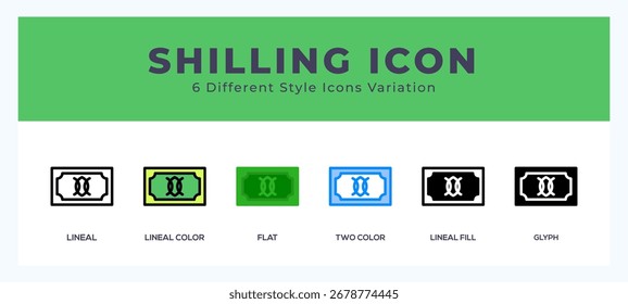 Icono de Vector de chelín. con diferentes estilos de Ilustración vectorial.