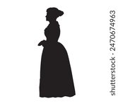 shilloette of victorian lady standing vector