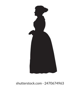 shilloette of victorian lady standing vector