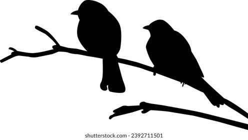 shillouette bird and vector illustration