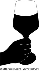 shillouette hand with glass vector