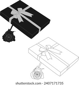 shillouette and outline gift box