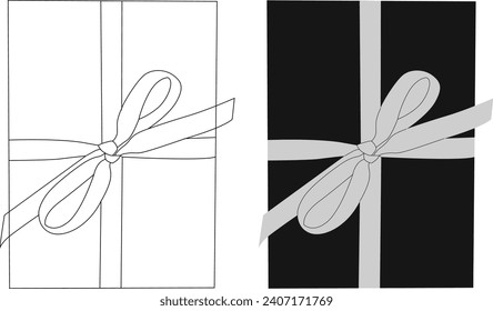 shillouette and outline gift box