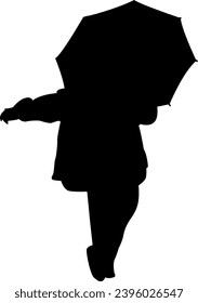 shillouette woman with umbrella vector