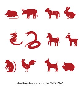 Shilouette of 12 animals icon 
