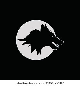 shilouette angry wolf illustration for design