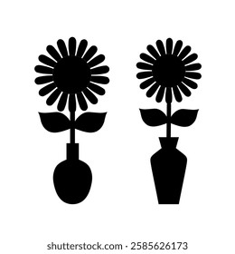 shilouette flower in vase.flower vektor ilustration